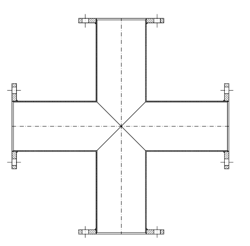 Kreuz-Stück Glattflansch Edelstahl